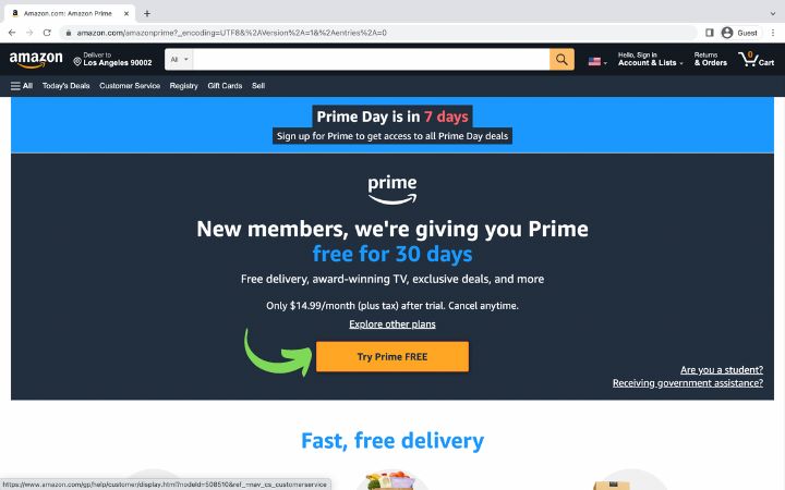 Try Amazon Prime FREE